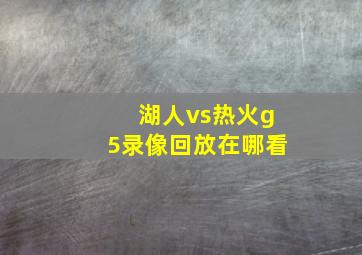 湖人vs热火g5录像回放在哪看