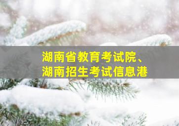 湖南省教育考试院、湖南招生考试信息港