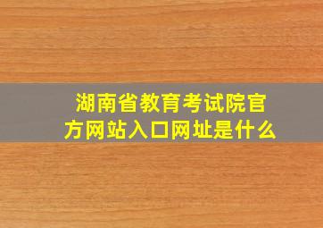 湖南省教育考试院官方网站入口网址是什么