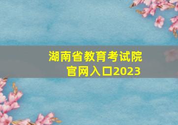 湖南省教育考试院官网入口2023