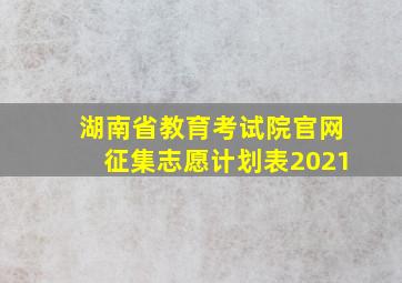 湖南省教育考试院官网征集志愿计划表2021