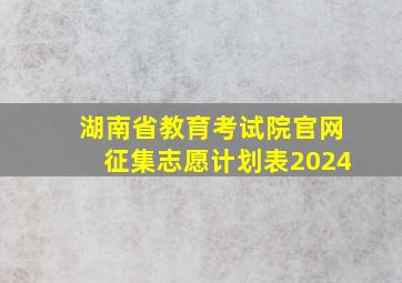 湖南省教育考试院官网征集志愿计划表2024