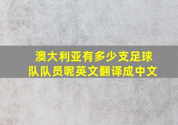 澳大利亚有多少支足球队队员呢英文翻译成中文