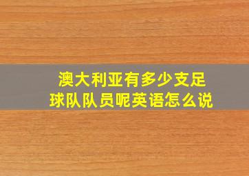 澳大利亚有多少支足球队队员呢英语怎么说