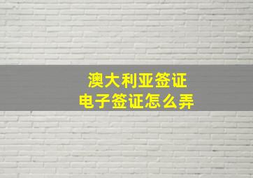 澳大利亚签证电子签证怎么弄