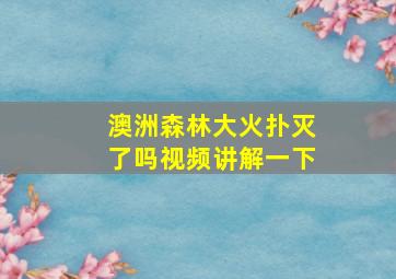 澳洲森林大火扑灭了吗视频讲解一下