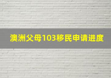 澳洲父母103移民申请进度