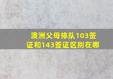 澳洲父母排队103签证和143签证区别在哪