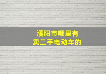 濮阳市哪里有卖二手电动车的