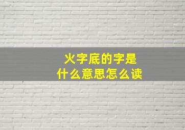 火字底的字是什么意思怎么读