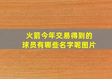 火箭今年交易得到的球员有哪些名字呢图片