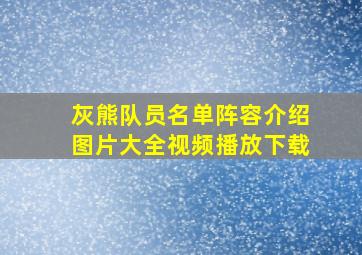 灰熊队员名单阵容介绍图片大全视频播放下载