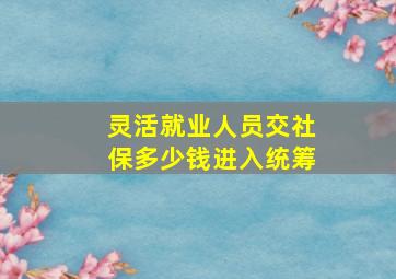 灵活就业人员交社保多少钱进入统筹