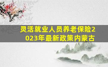 灵活就业人员养老保险2023年最新政策内蒙古