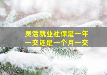 灵活就业社保是一年一交还是一个月一交