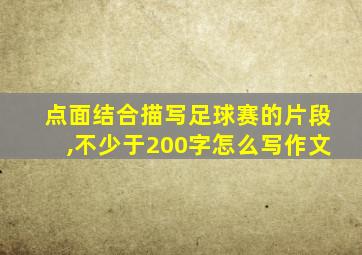 点面结合描写足球赛的片段,不少于200字怎么写作文