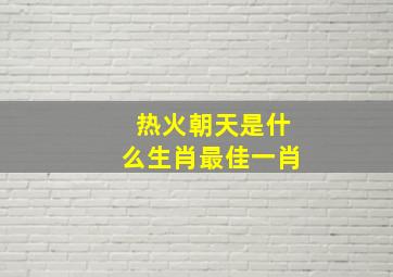 热火朝天是什么生肖最佳一肖