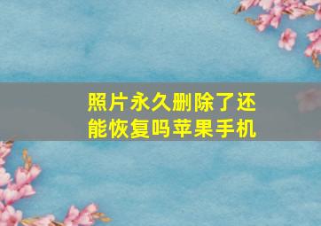 照片永久删除了还能恢复吗苹果手机