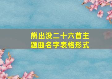 熊出没二十六首主题曲名字表格形式