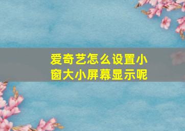 爱奇艺怎么设置小窗大小屏幕显示呢