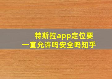 特斯拉app定位要一直允许吗安全吗知乎