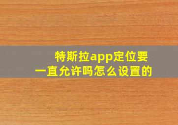 特斯拉app定位要一直允许吗怎么设置的