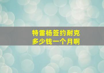 特雷杨签约耐克多少钱一个月啊