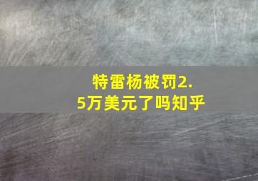 特雷杨被罚2.5万美元了吗知乎