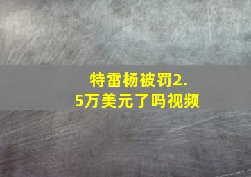 特雷杨被罚2.5万美元了吗视频