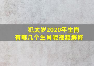 犯太岁2020年生肖有哪几个生肖呢视频解释