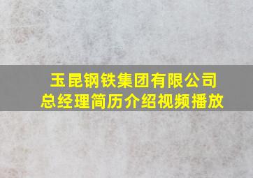 玉昆钢铁集团有限公司总经理简历介绍视频播放