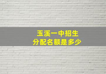 玉溪一中招生分配名额是多少