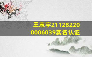 王志宇211282200006039实名认证