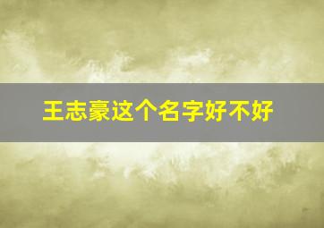 王志豪这个名字好不好