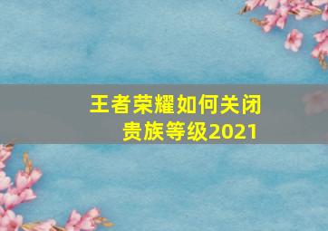 王者荣耀如何关闭贵族等级2021