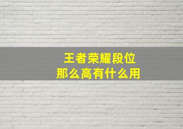 王者荣耀段位那么高有什么用