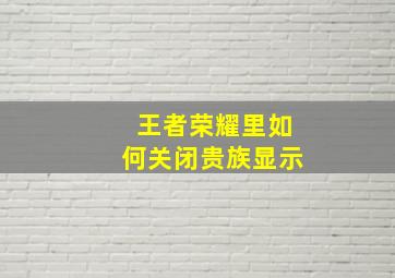 王者荣耀里如何关闭贵族显示