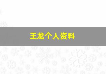 王龙个人资料