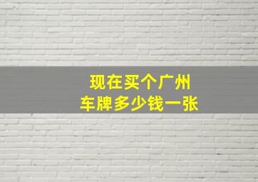 现在买个广州车牌多少钱一张