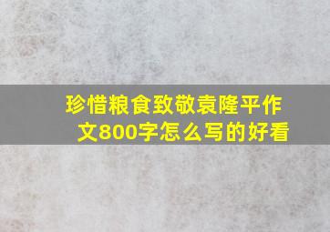 珍惜粮食致敬袁隆平作文800字怎么写的好看