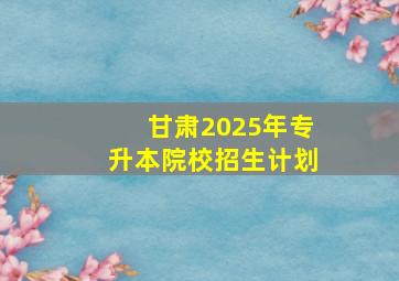 甘肃2025年专升本院校招生计划