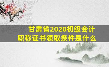 甘肃省2020初级会计职称证书领取条件是什么