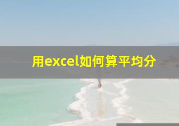 用excel如何算平均分