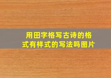 用田字格写古诗的格式有样式的写法吗图片