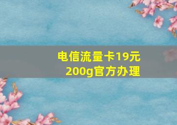 电信流量卡19元200g官方办理