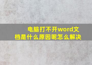 电脑打不开word文档是什么原因呢怎么解决