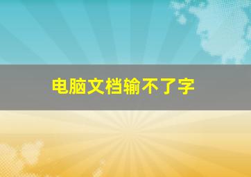 电脑文档输不了字