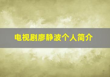 电视剧廖静波个人简介