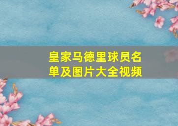 皇家马德里球员名单及图片大全视频