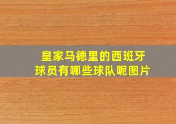 皇家马德里的西班牙球员有哪些球队呢图片